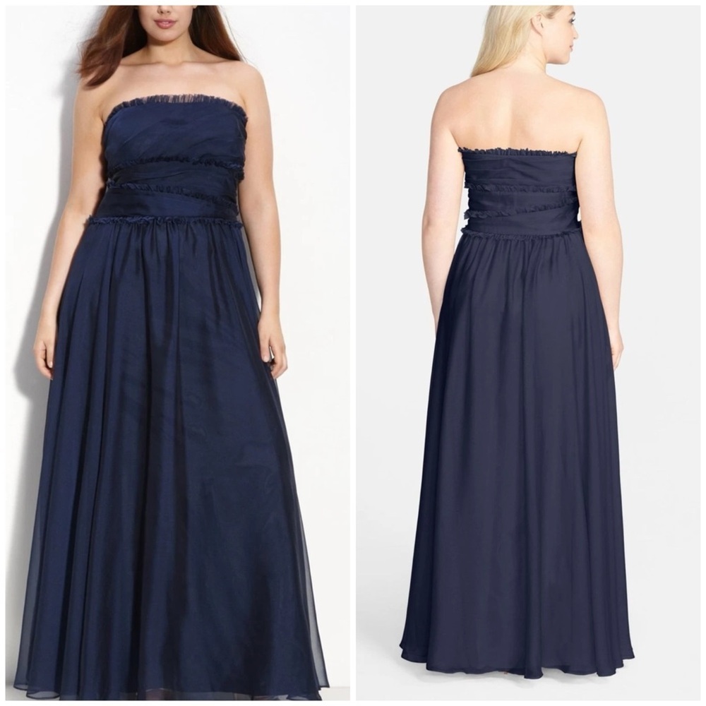 Monique Lhuillier Midnight Blue Strapless Gown